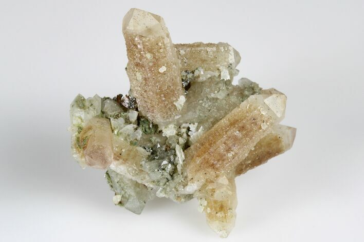 Quartz Crystal Cluster with Calcite & Loellingite -Inner Mongolia #180315